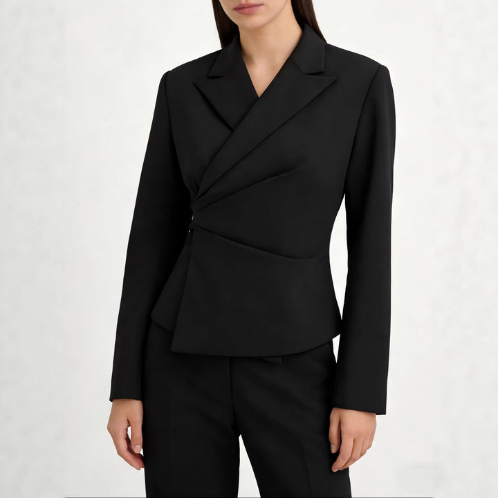 Women's Tailored Wrap Blazer with Draped Peplum Silhouette Drune