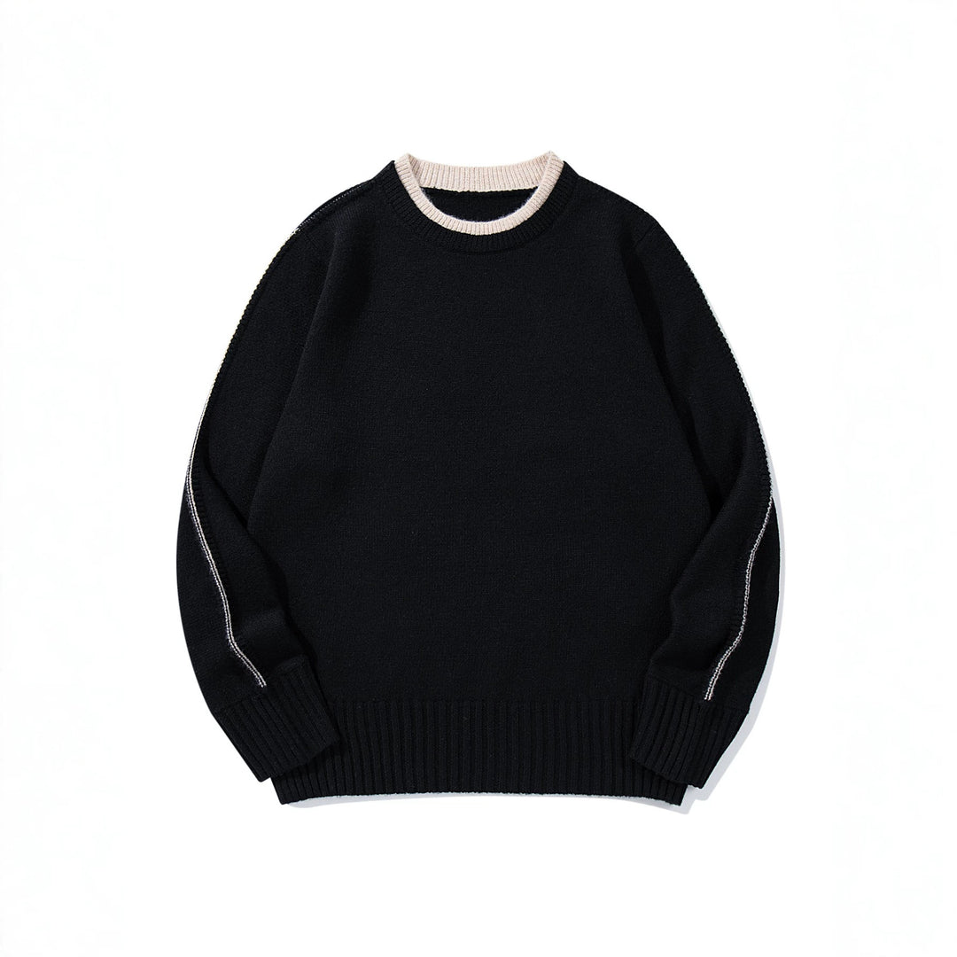 Unisex Fine Knit Round Neck Sweater with Wide Ribbed Cuff and Dropped Shoulder Mune Fashion