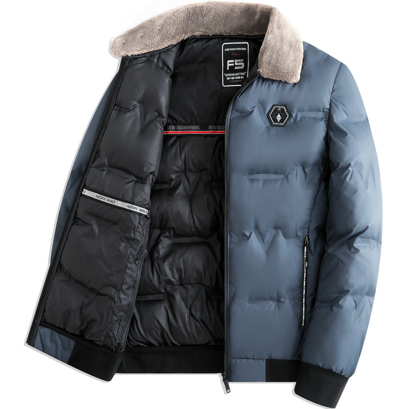 Men's quilted thermal jacket with faux fur collar windproof water-repellent and multiple zippered pockets Mune Fashion