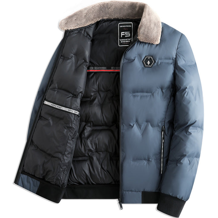 Men's quilted thermal jacket with faux fur collar windproof water-repellent and multiple zippered pockets Mune Fashion