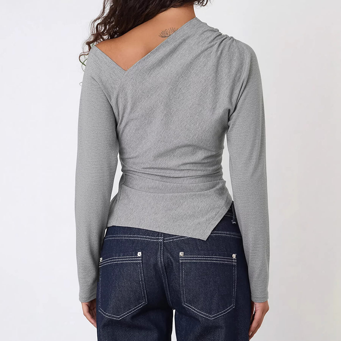 Women Asymmetrical One-Shoulder Long Sleeve made of Stretch Jersey with Tailored Silhouette Mune Fashion