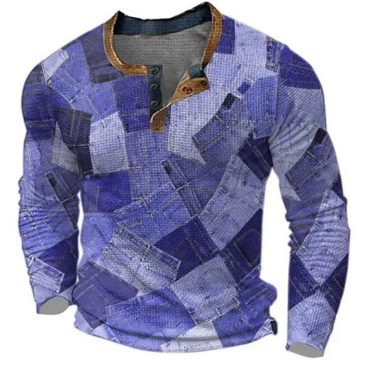 Men's sporty long-sleeve shirt with button placket Mune Fashion