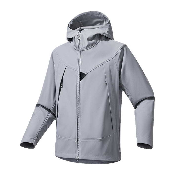 Men's Lightweight Softshell Hoodie Jacket with Windproof Breathable Membrane and Ergonomic Cut Mune Fashion
