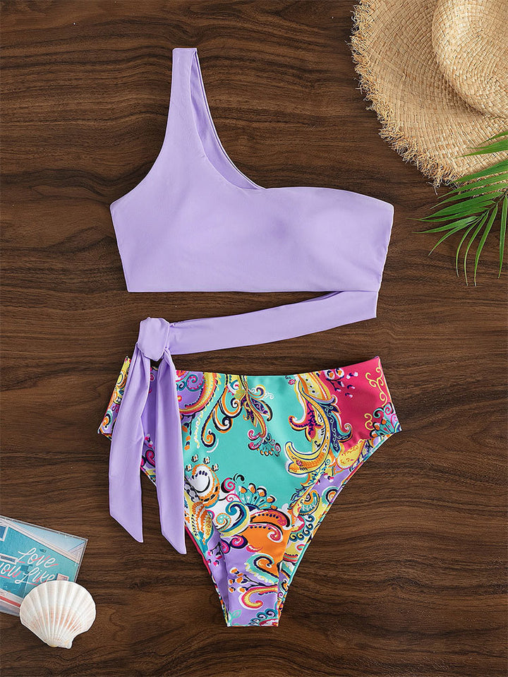 Women's two-piece swimsuit with asymmetric design and trendy tie band Mune Fashion