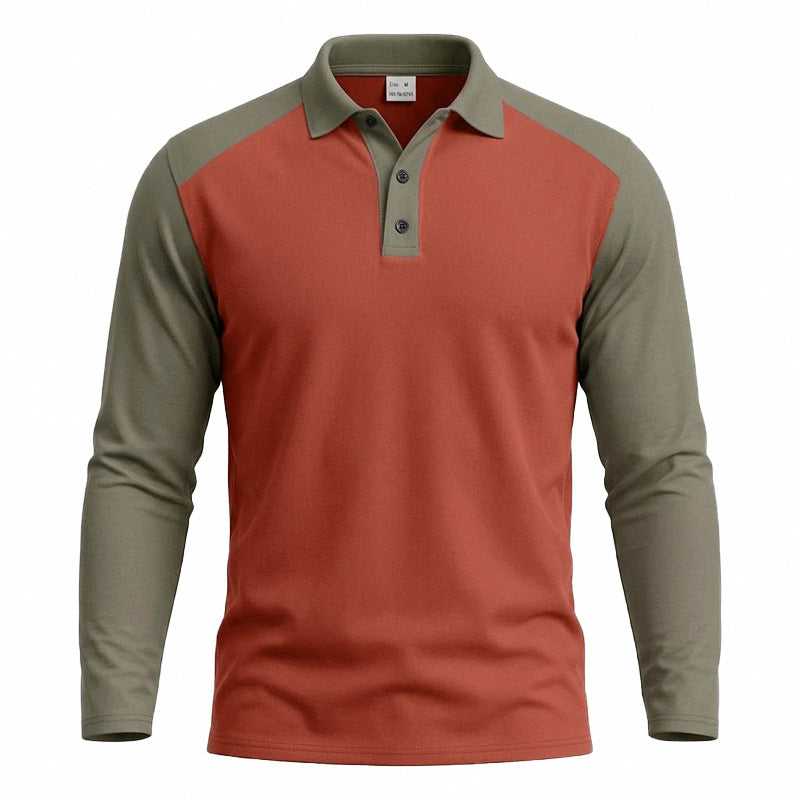 Men's long-sleeved raglan polo made of cotton blend with button placket and ergonomic cut Mune Fashion