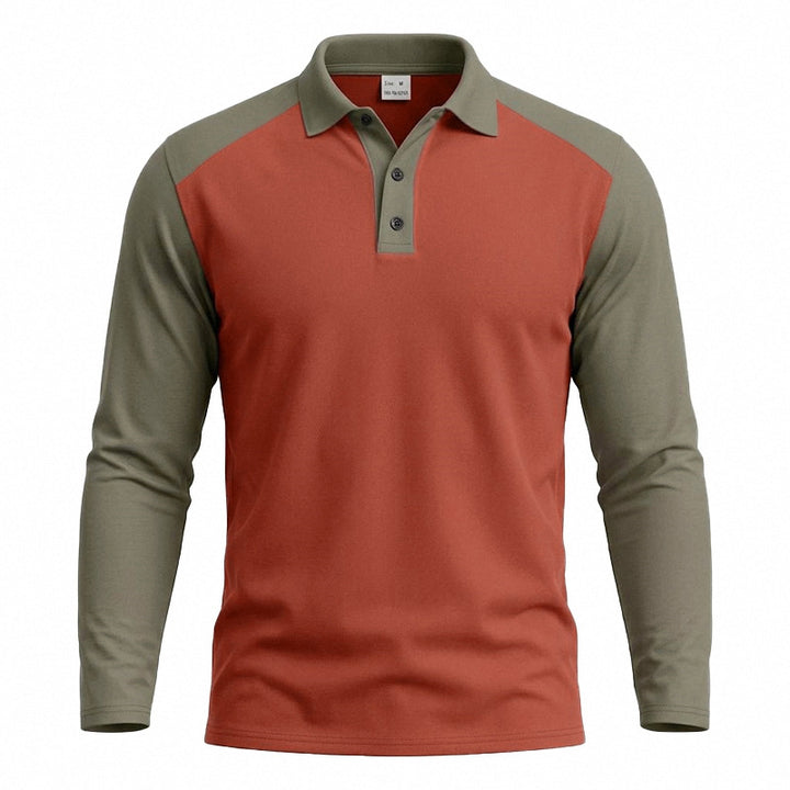 Men's long-sleeved raglan polo made of cotton blend with button placket and ergonomic cut Mune Fashion