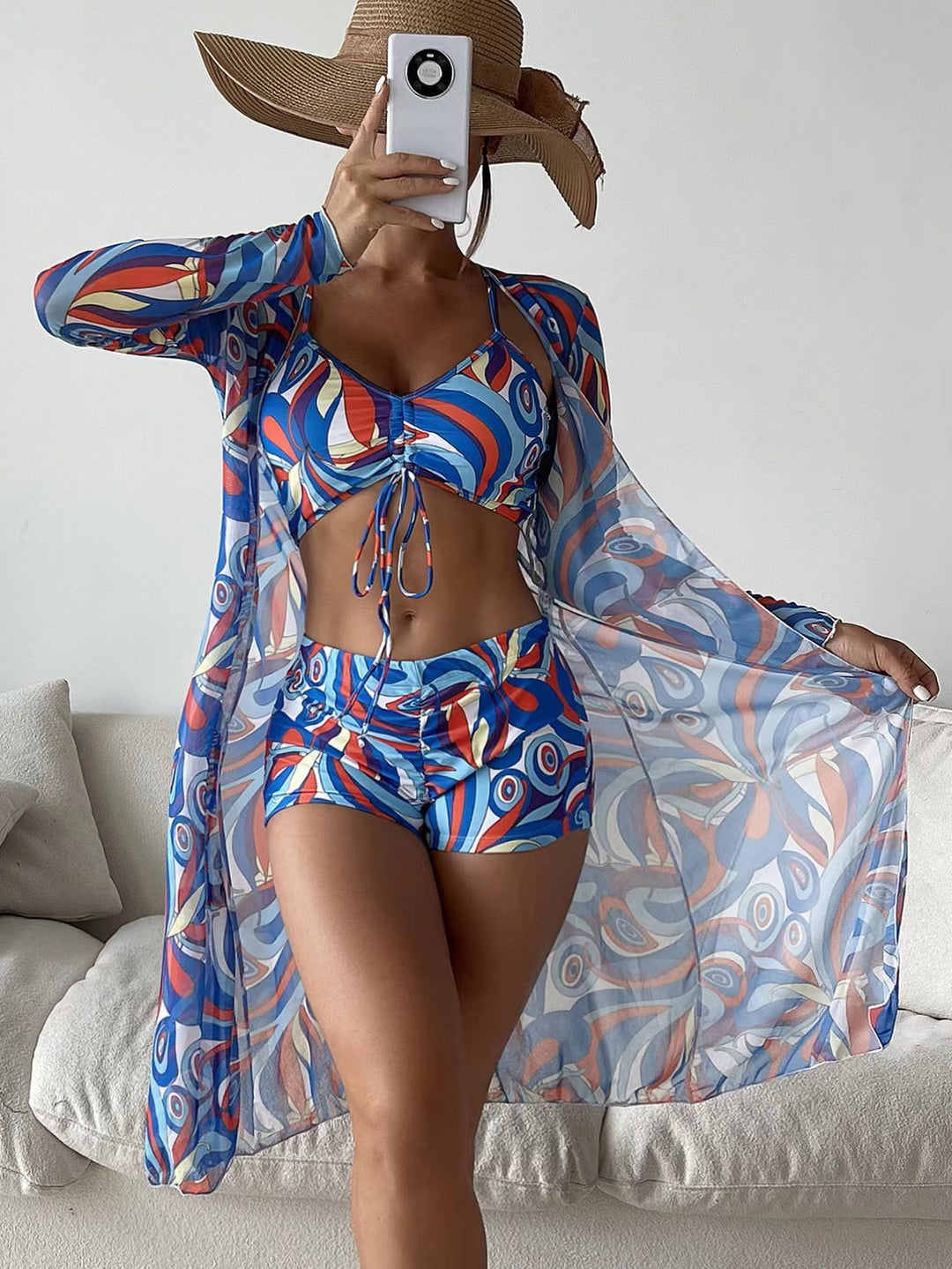Women's tankini set with fashionable overshirt Mune Fashion