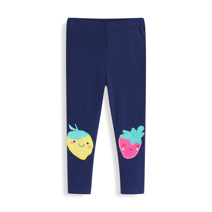 Girls leggings with cheerful fruit appliqués Mune Fashion