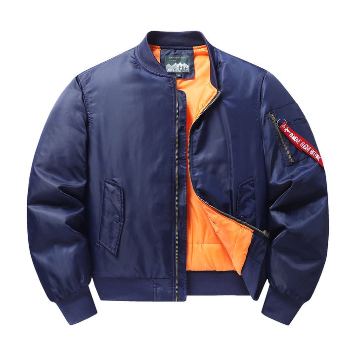 Men's pilot bomber jacket with contrast lining windproof shell and sleeve utility pocket Mune Fashion
