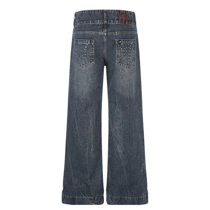 Women High-Waist Wide Palazzo Jeans with Double Button and Flared Leg Mune Fashion