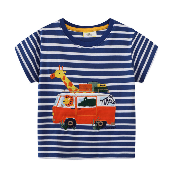 Boys T-shirt with animal motif and playful vehicle design Mune Fashion