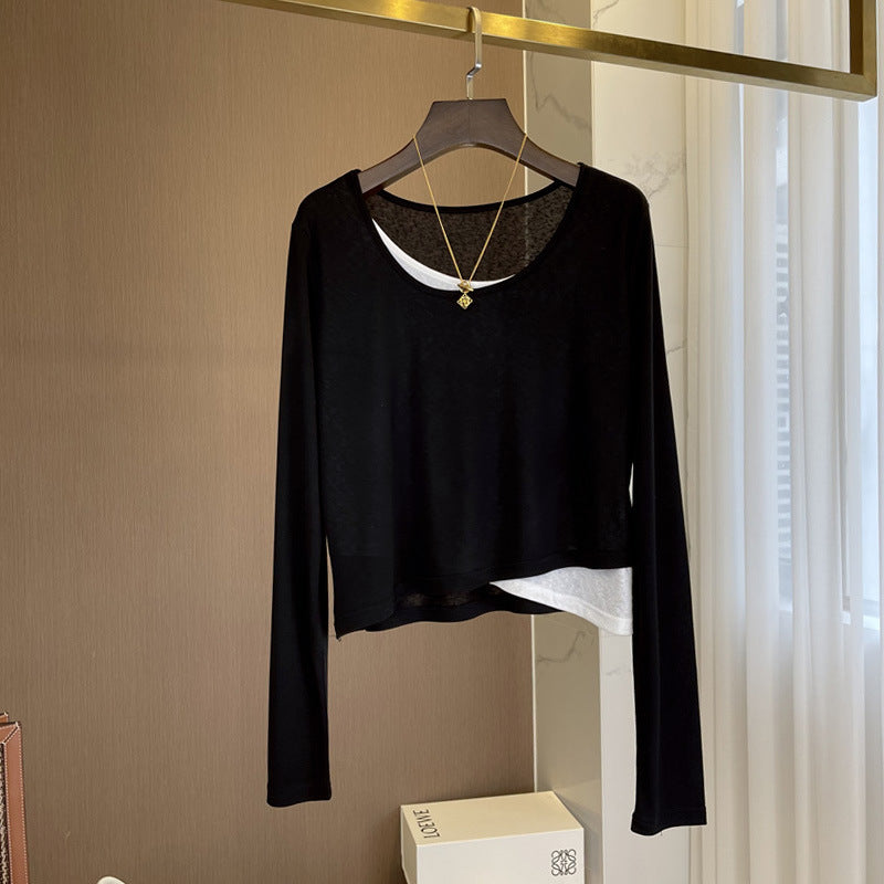 Ladies Fashion cropped long sleeve shirt Mune Fashion