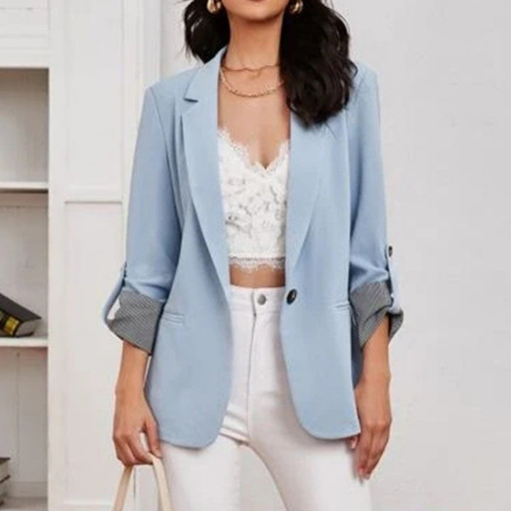 Ladies slim fit blazer with three-quarter sleeves and rolled cuffs Mune Fashion
