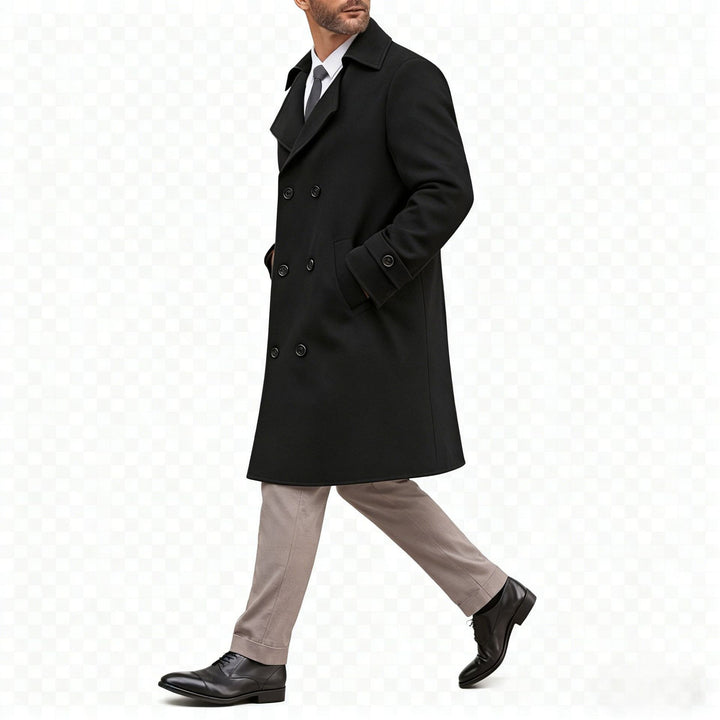 Men's Elegant Double-Breasted Coat with Tailored Fit and Quilted Lining Mune Fashion