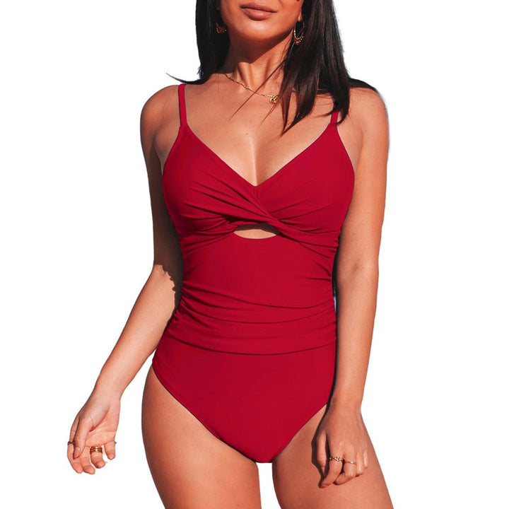 Ladies Elegant One-Piece Swimsuit with Fashionable Cut-Out Mune Fashion