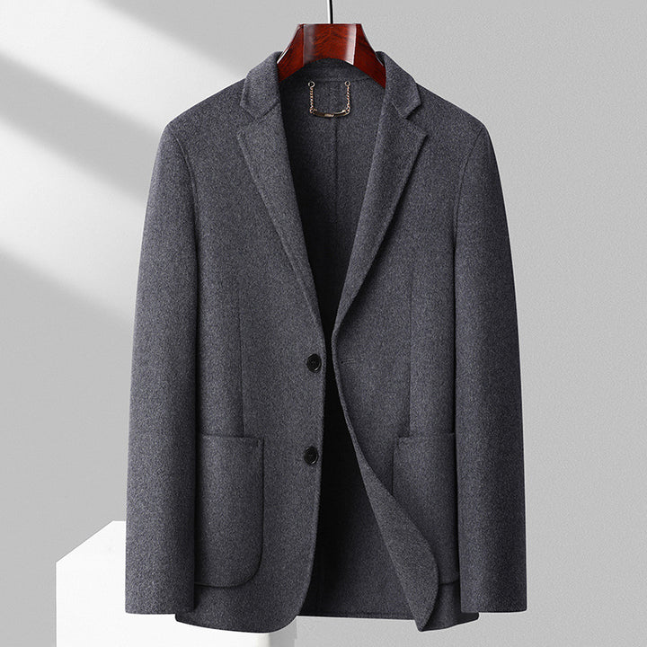 Men's Single-Breasted Wool Blend Blazer with Flap Pockets and Slim Silhouette Mune Fashion