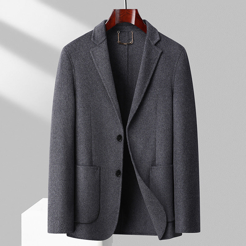 Men's Single-Breasted Wool Blend Jacket with Patch Pockets and Light Thermal Lining Mune Fashion