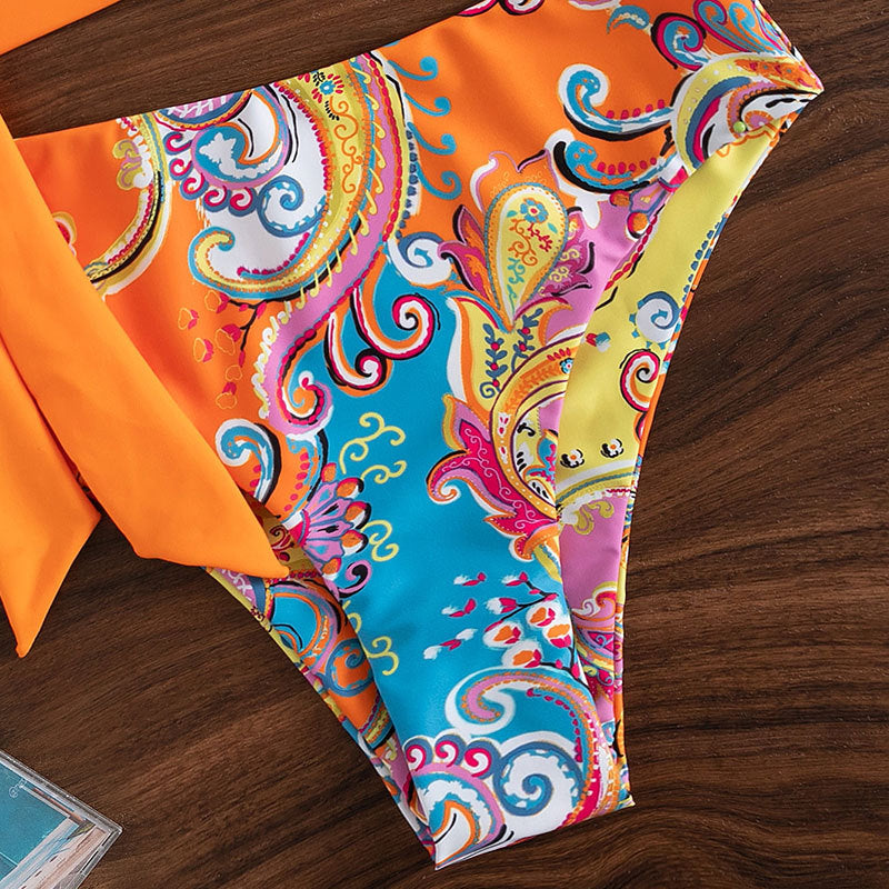 Women's triangle bikini with asymmetric top and elegant wrap band Mune Fashion