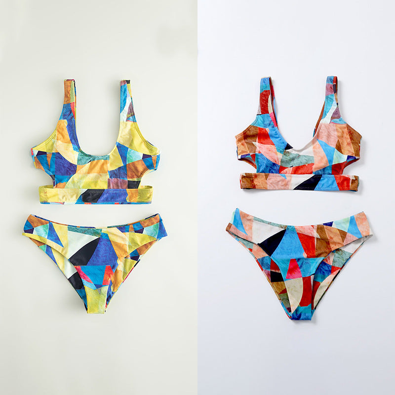 Women's Sport Bikini with Geometric Design and Wide Straps Mune Fashion