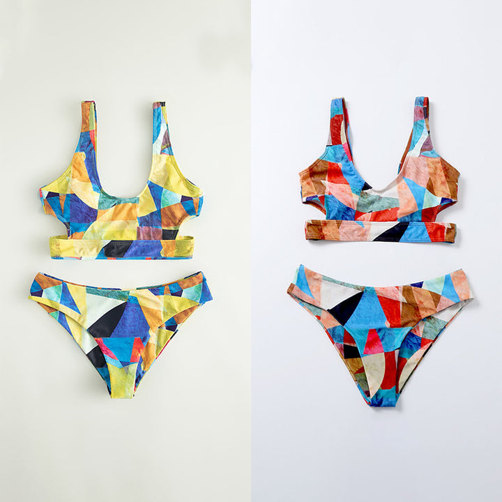 Women's Sport Bikini with Geometric Design and Wide Straps Mune Fashion