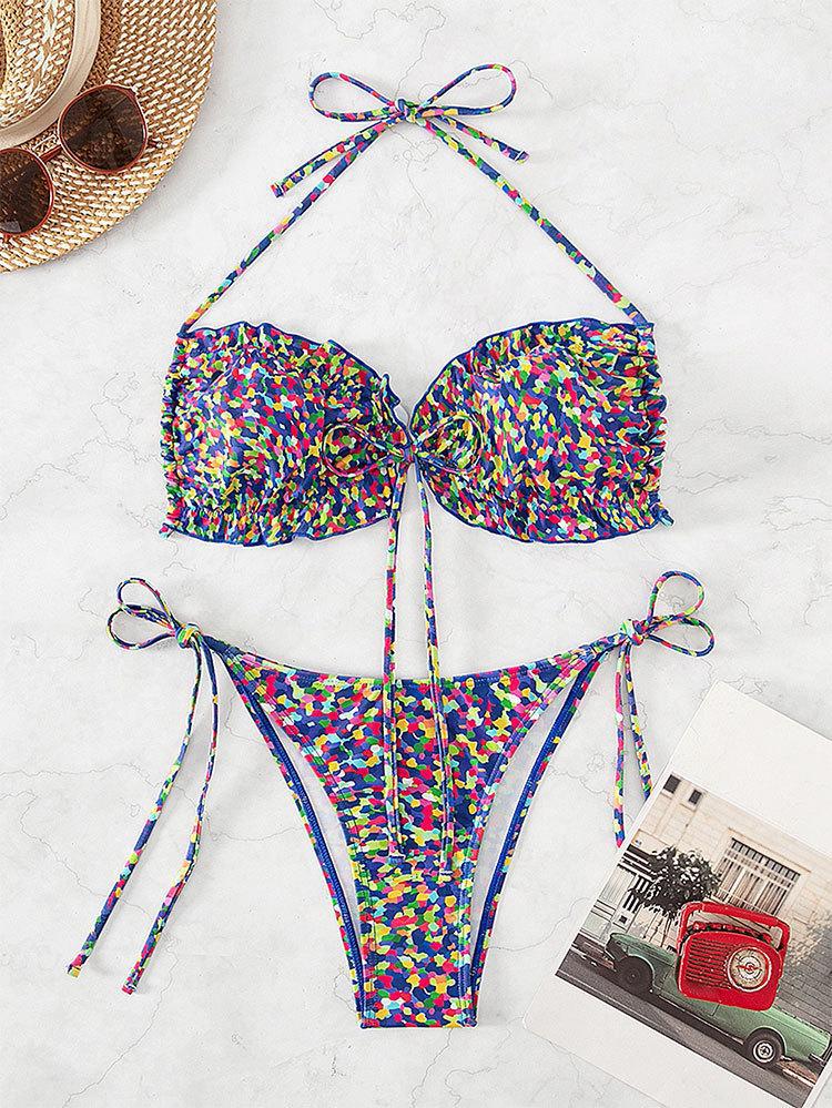 Ladies Push-Up Bikini with adjustable straps and colorful pattern Mune Fashion