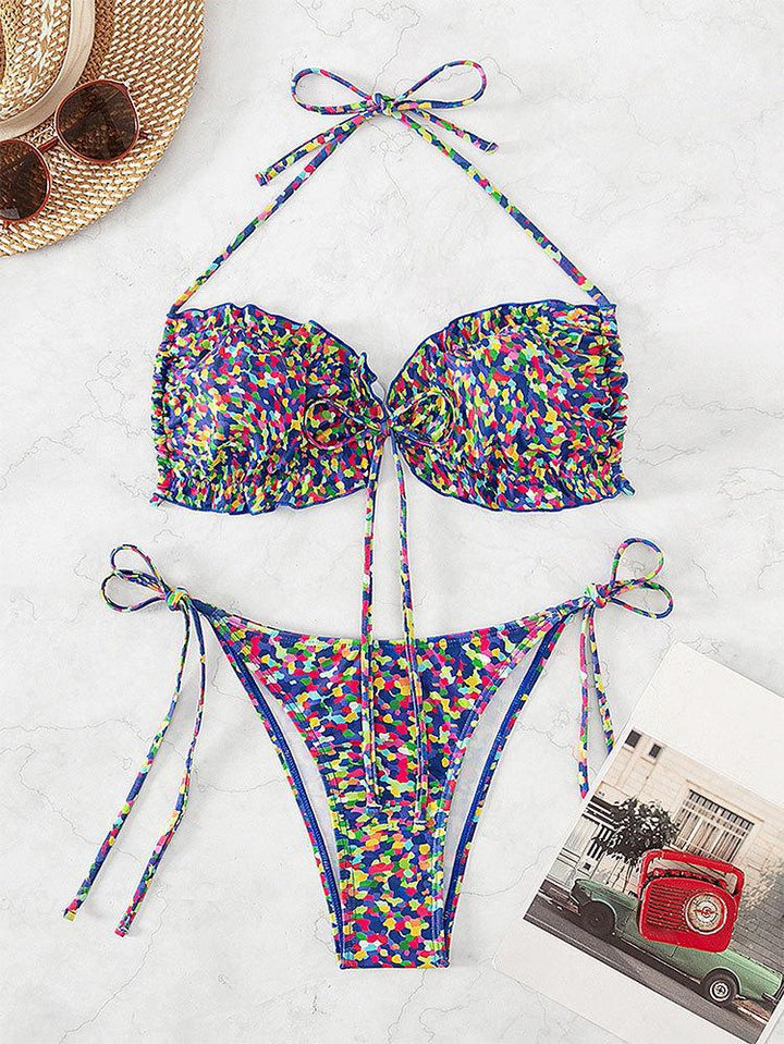 Ladies Push-Up Bikini with adjustable straps and colorful pattern Mune Fashion