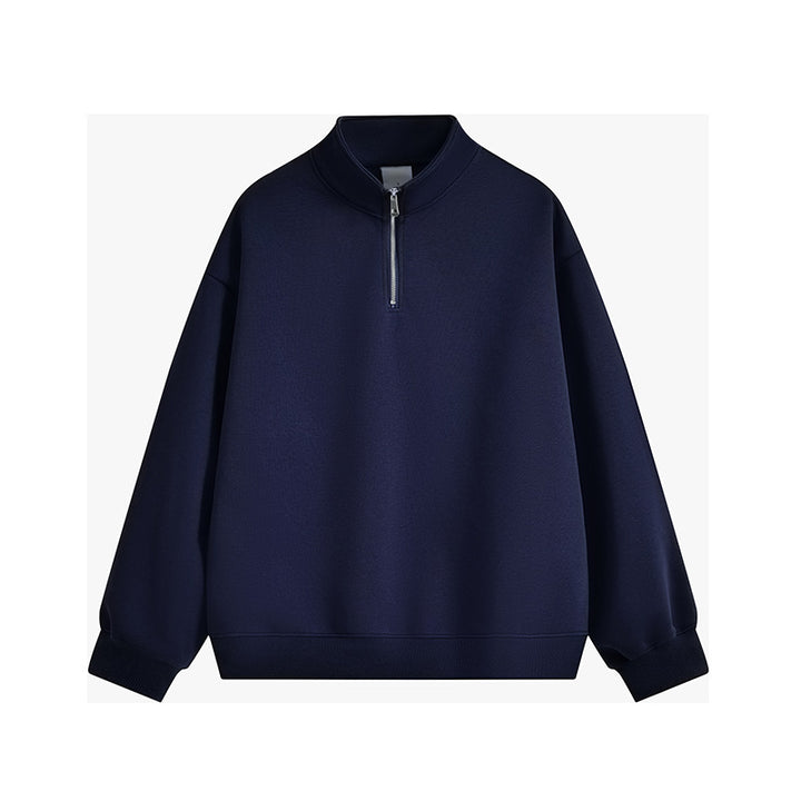 Unisex oversized half-zip sweatshirt with stand-up collar, ribbed cuffs, and soft fleece lining Mune Fashion