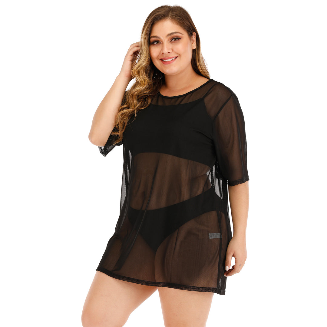 Women lightweight transparent beach wrap with voluminous sleeves Mune Fashion