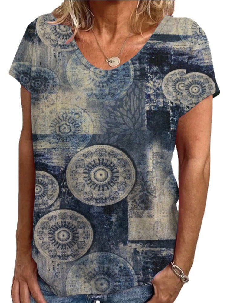 Ladies Loose Blouse with Colorful Paisley Pattern Mune Fashion
