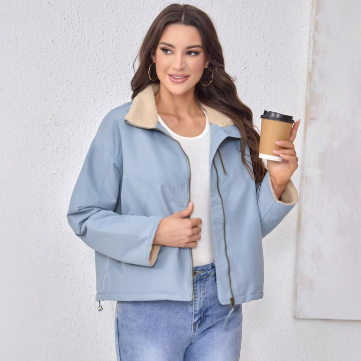 Women's lightweight padded transitional jacket with stand-up collar and teddy lining Mune Fashion