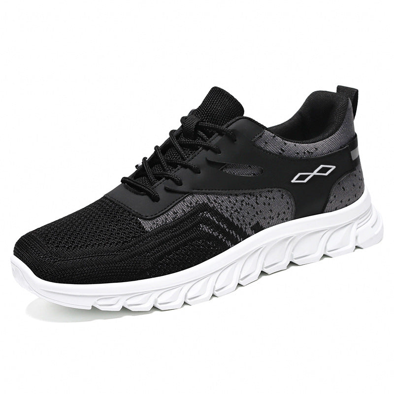 Men's flexible mesh running sneaker with molded memory footbed and shock-absorbing wave running sole Mune Fashion