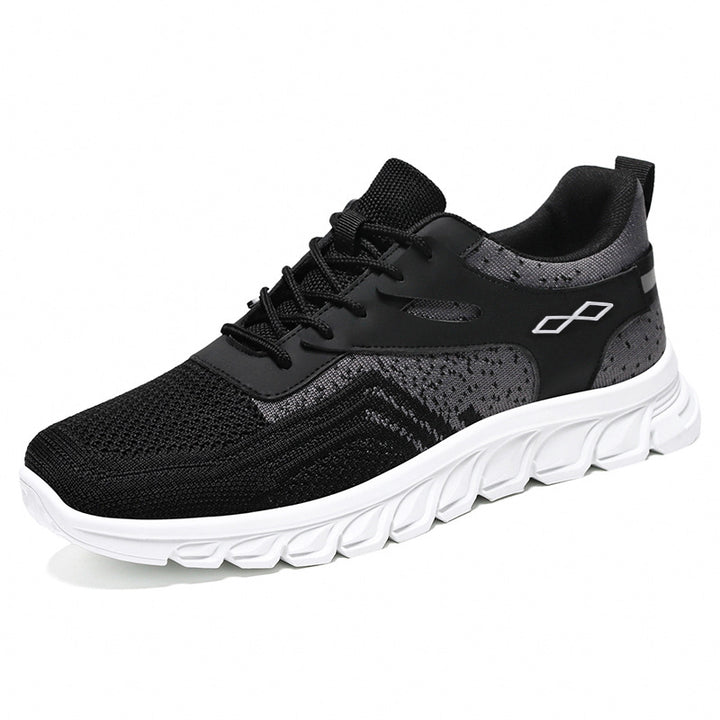 Men's flexible mesh running sneaker with molded memory footbed and shock-absorbing wave running sole Mune Fashion