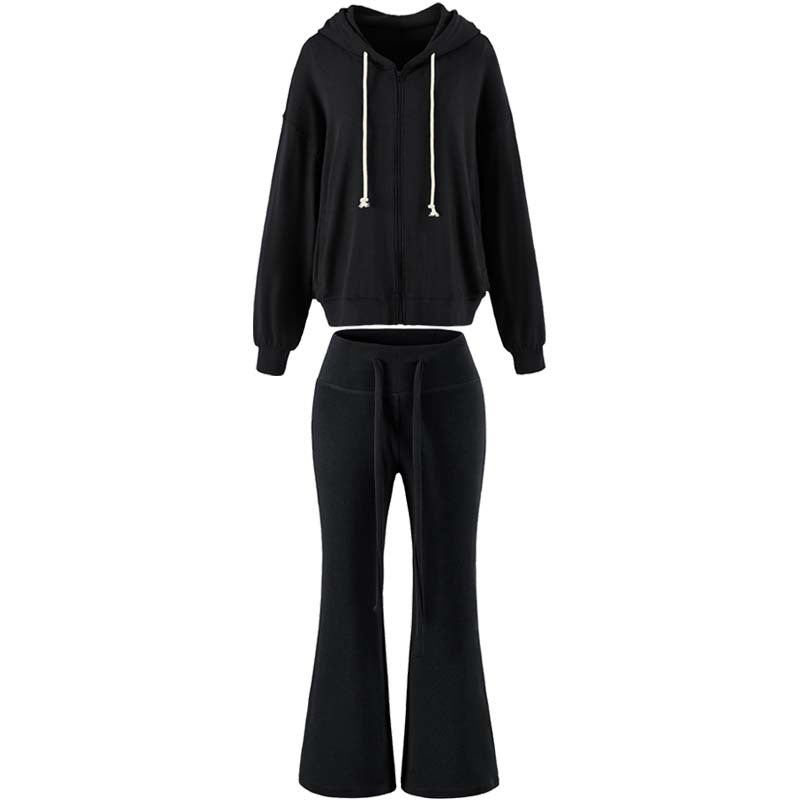 Women's Two-Piece Lounge Set with Zip Hoodie and Flared Jogging Pants Mune Fashion