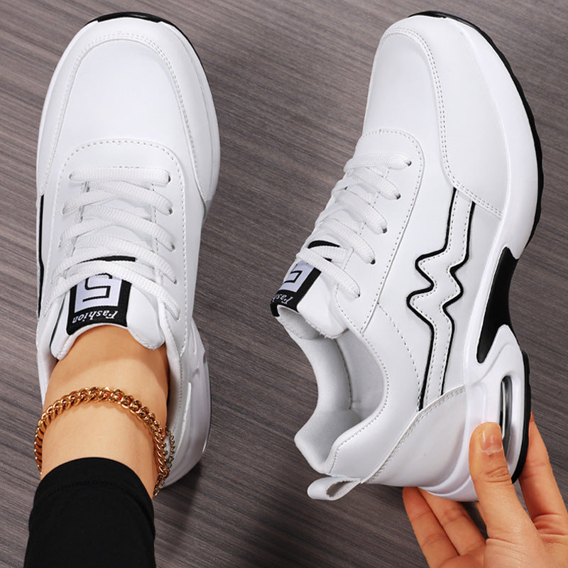 Women's fashionable sneakers with molded side wave, cushioned air capsule heel, and ergonomic platform footbed Mune Fashion