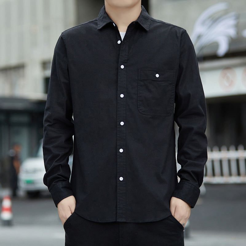 Men's Casual Oxford Shirt with Chest Pocket and Kent Collar Mune Fashion