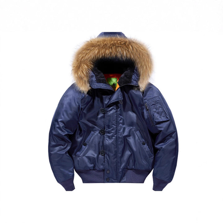 Men's insulated bomber jacket with removable faux fur hood and thermal lining Mune Fashion
