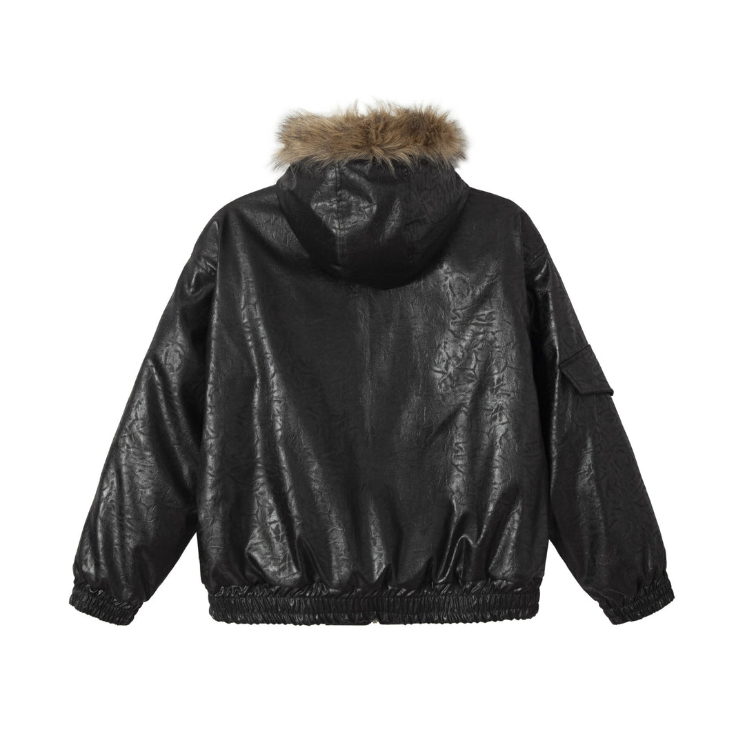 Men's Padded Oversized Bomber with Faux Fur Collar and Utility Pockets Mune Fashion
