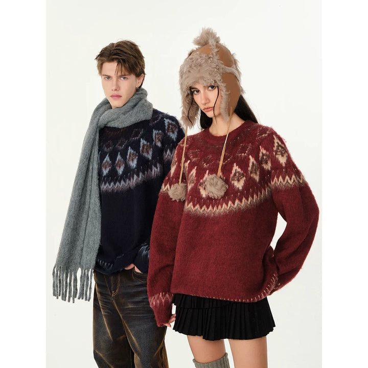 Women's chunky knit sweater with graphic design Mune Fashion