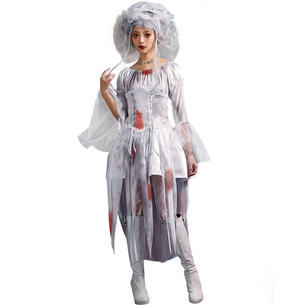 Men's Creepy Ghost Costume with Stylish Hat and Torn Details Mune Fashion