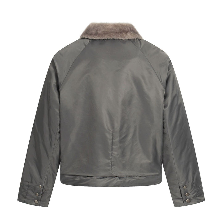 Women's Short Cut Quilted Blouson with Woven Fur Collar Mune Fashion