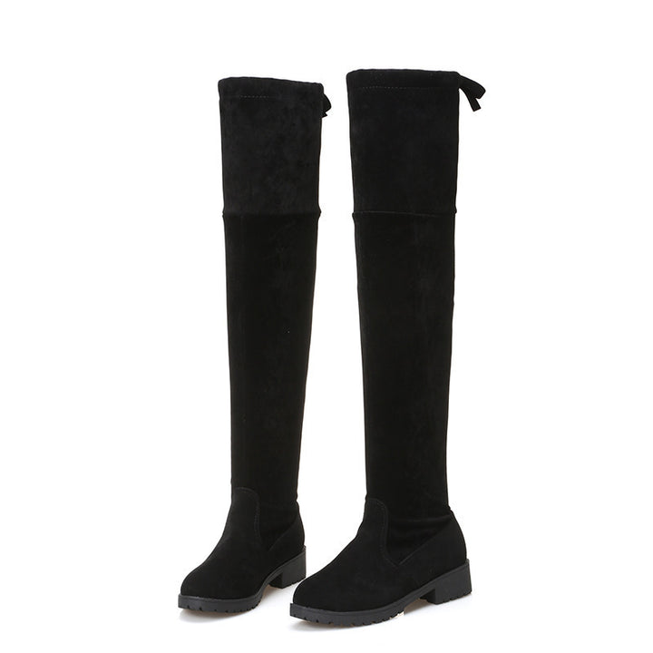 Ladies Overknee Boots made of suede look with elastic shaft and profiled rubber sole Mune Fashion