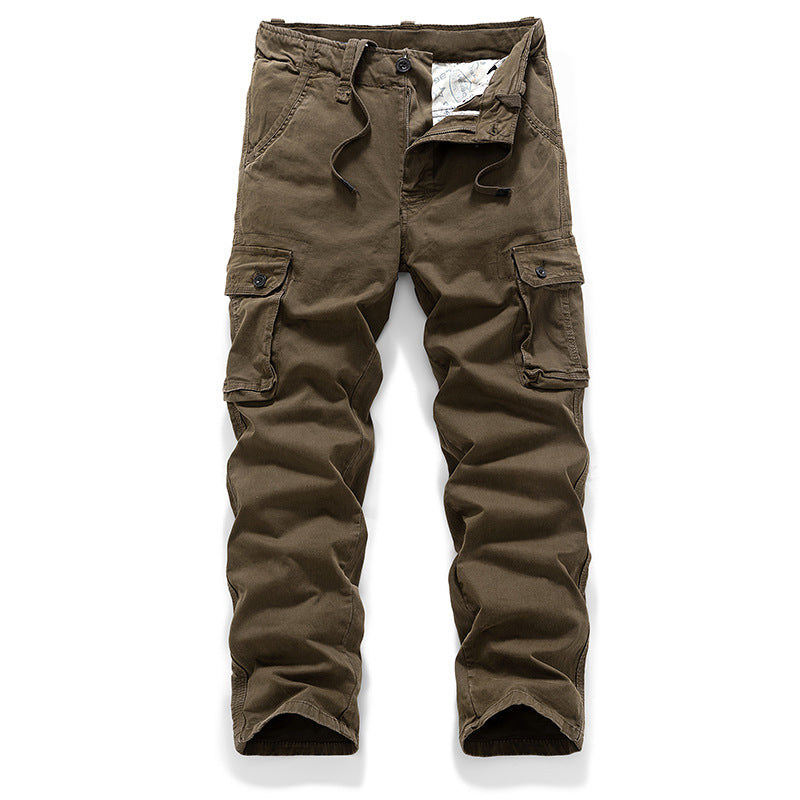 Men's Robust Canvas Cargo Pants with Drawstring Waistband, Knee Inserts, and Multiple Flap Pockets Mune Fashion