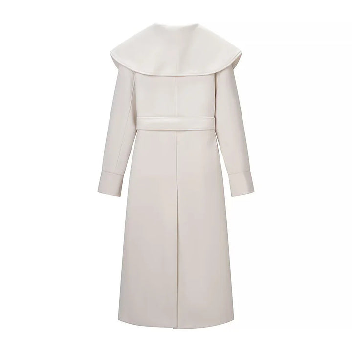 Women's longer wrap absolute coat with voluminous shawl collar and waist belt Mune Fashion