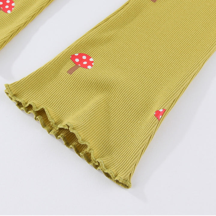 Girl's flared leggings with charming mushroom motif Mune Fashion