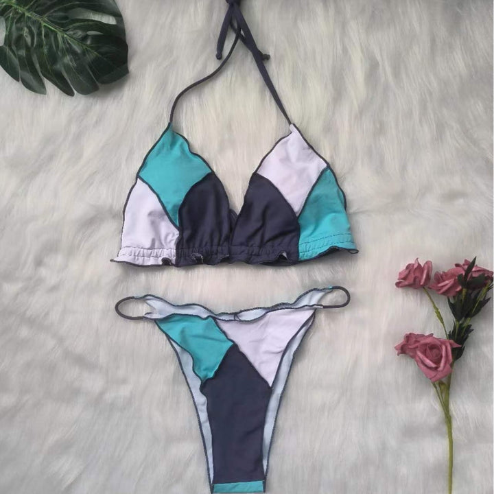 Ladies Triangle Bikini Set with Geometric Design Mune Fashion