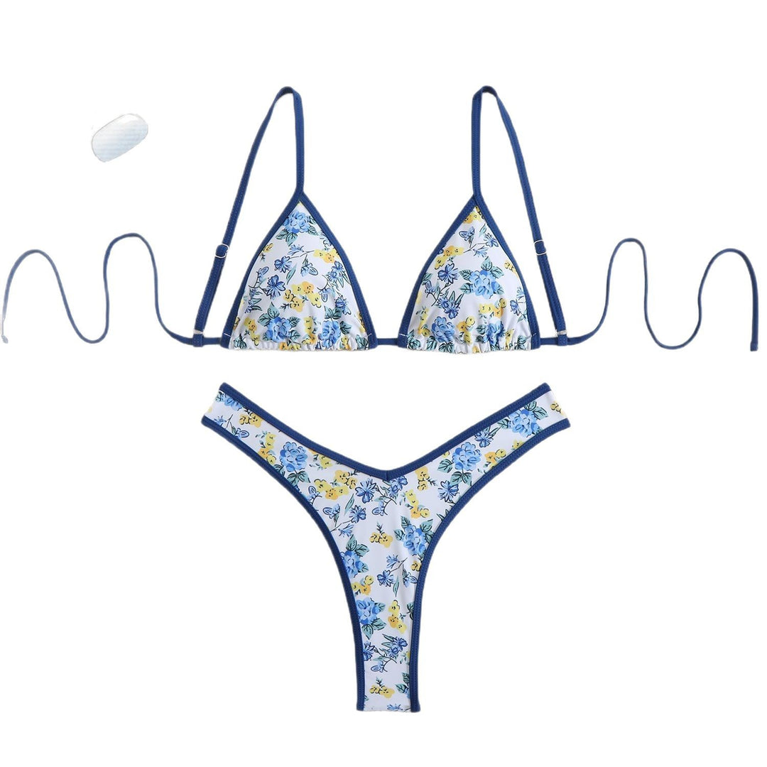 Women's triangle bikini with floral design and adjustable straps Mune Fashion