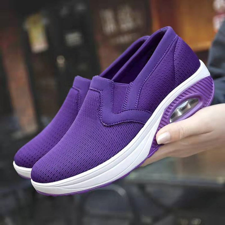 Women's Knitted Slip-On Walking Sneakers with Visible Air Capsule and Ergonomic Platform Sole Mune Fashion