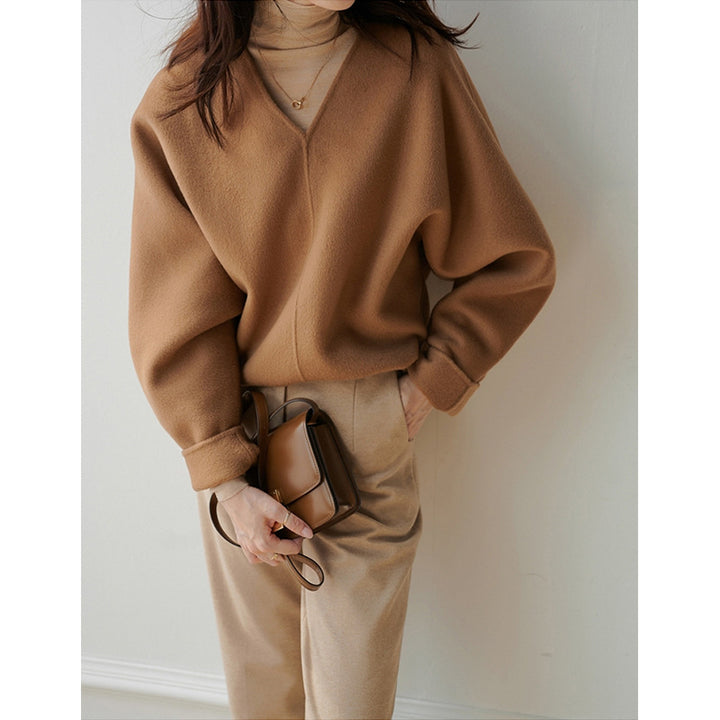 Women Casual V-Neck Sweater Mune Fashion