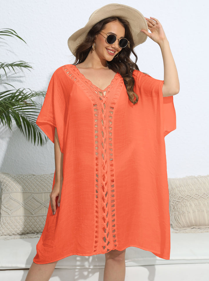 Women's airy kaftan with delicate crochet pattern Mune Fashion