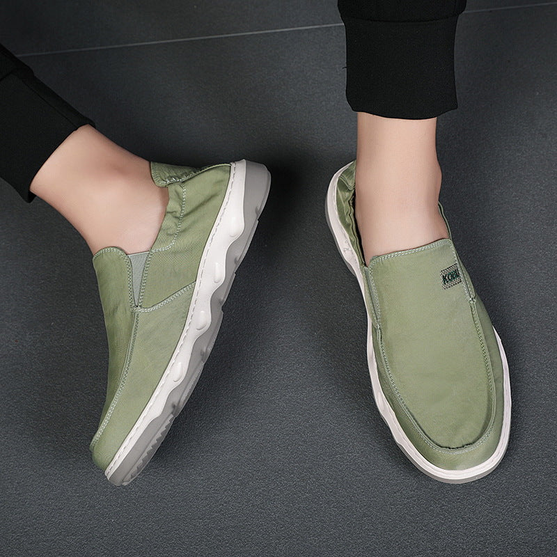 Men's elastic nubuck-look slipper with padded heel trim and shock-absorbing wave outsole Mune Fashion